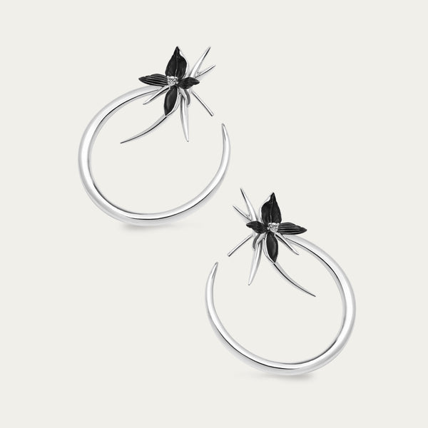shaun leane Black Orchid Hoop Earrings - Silver & Diamond