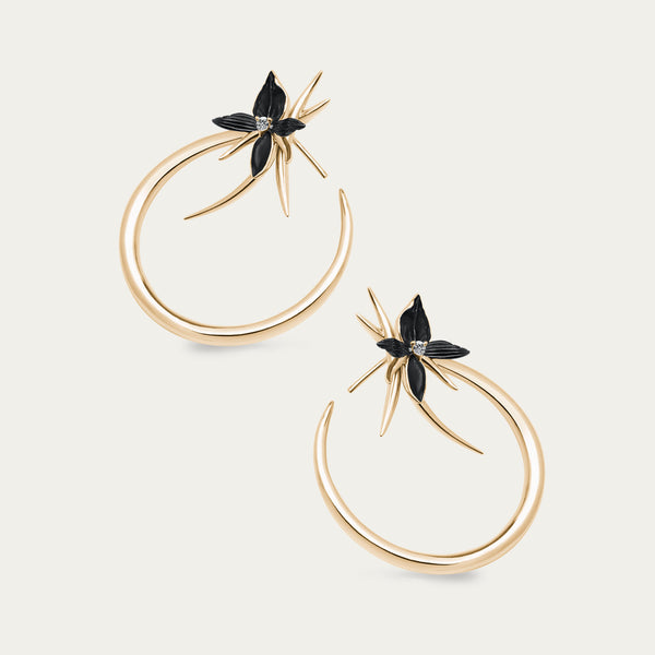 shaun leane Black Orchid Hoop Earrings - Yellow Gold Vermeil & Diamond