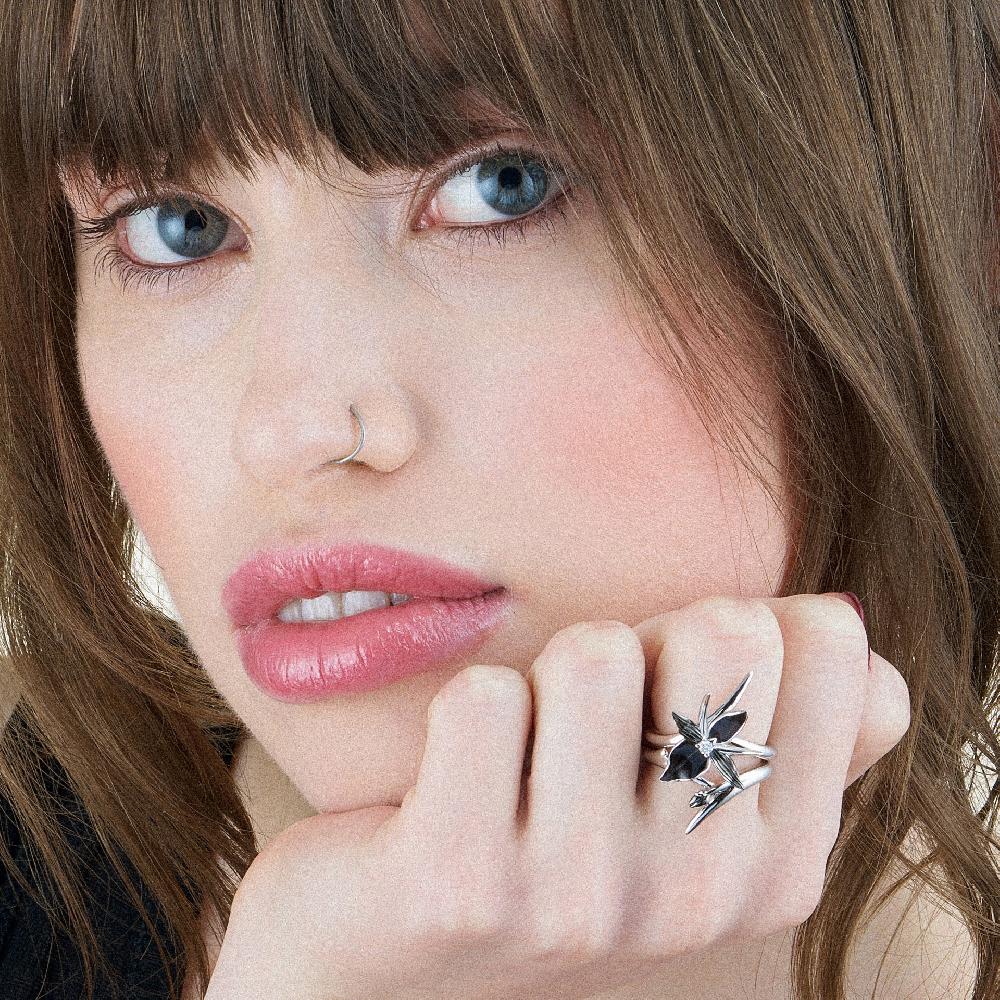 Shaun Leane Black Orchid Interlocking Bud Ring - Silver