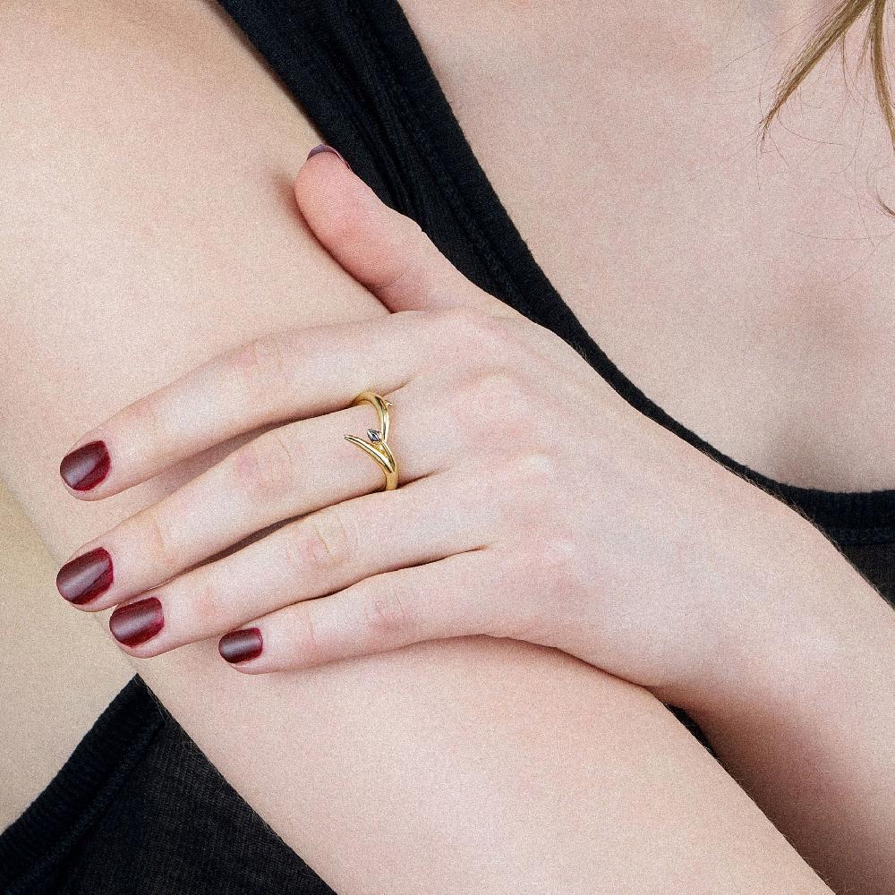 Shaun Leane Black Orchid Interlocking Bud Ring - Yellow Gold Vermeil