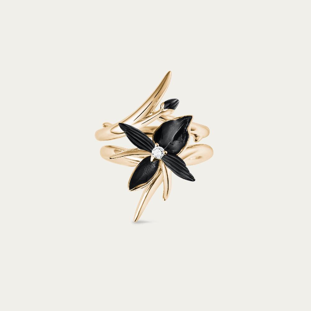 Shaun Leane Black Orchid Interlocking Bud Ring - Yellow Gold Vermeil