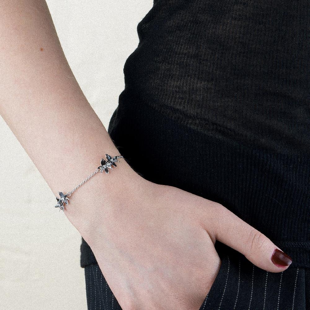 Shaun Leane Black Orchid Multi Flower Bracelet - Silver & Diamond