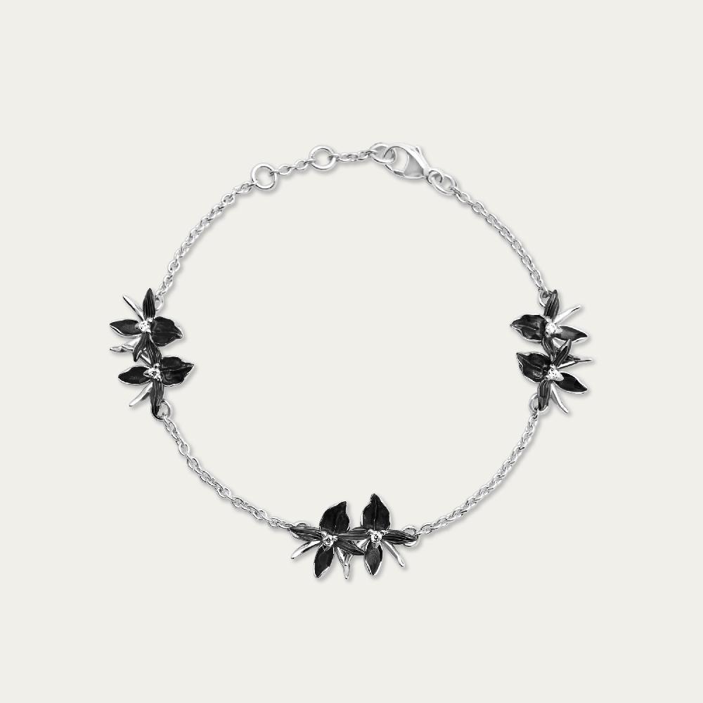 Shaun Leane Black Orchid Multi Flower Bracelet - Silver & Diamond