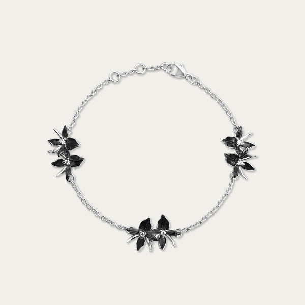 shaun leane Black Orchid Multi Flower Bracelet - Silver & Diamond