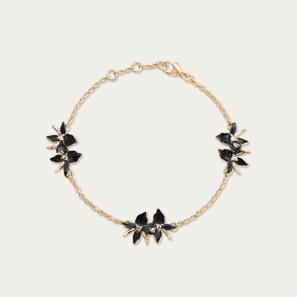 Shaun Leane Black Orchid Multi Flower Bracelet - Yellow Gold Vermeil & Diamond