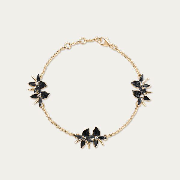 shaun leane Black Orchid Multi Flower Bracelet - Yellow Gold Vermeil & Diamond