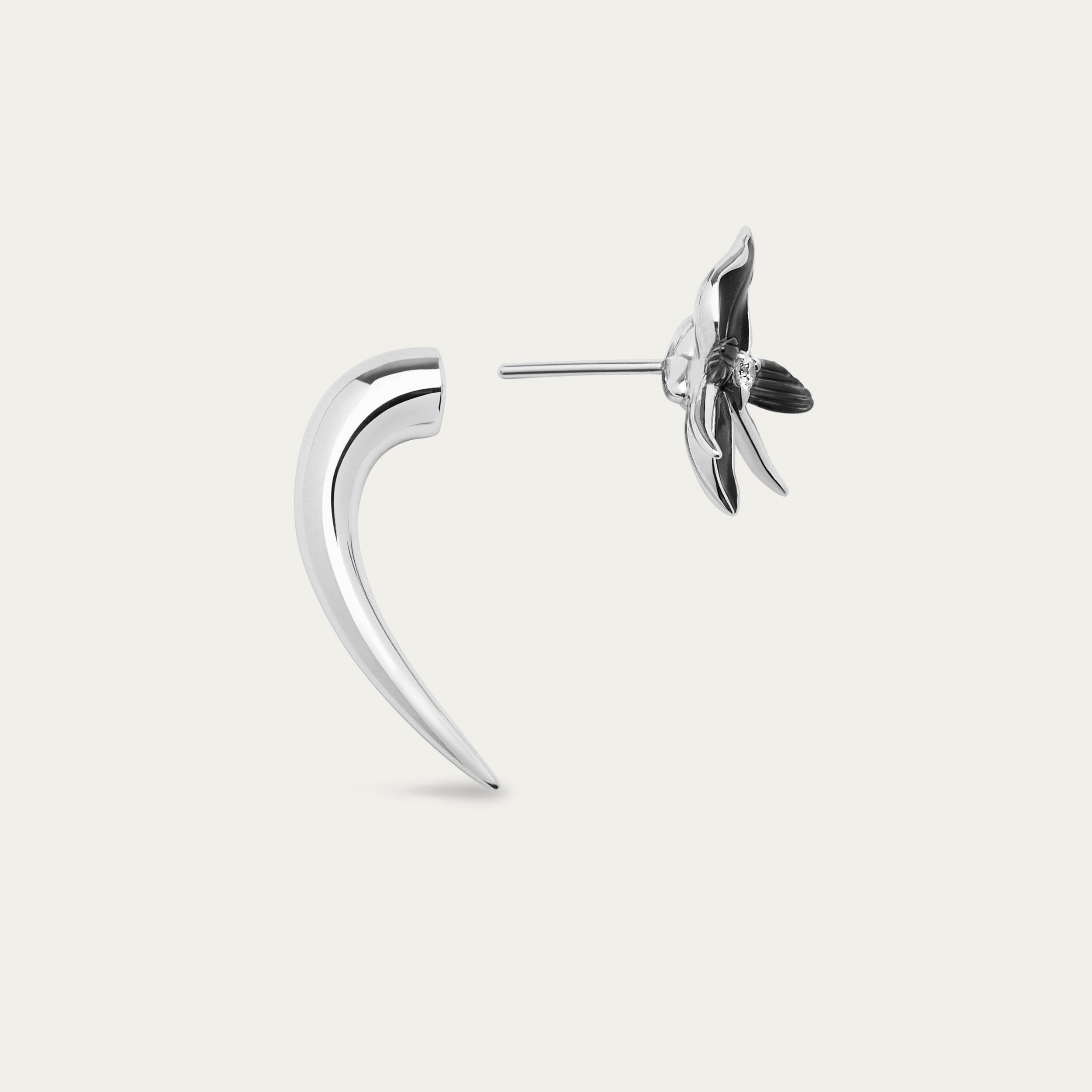 Shaun Leane Black Orchid Talon Earrings - Silver & Diamond