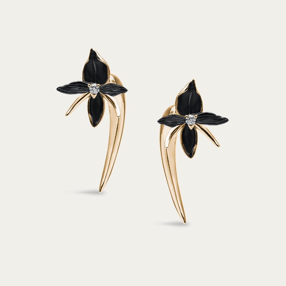 Shaun Leane Black Orchid Talon Earrings - Yellow Gold Vermeil & Diamond
