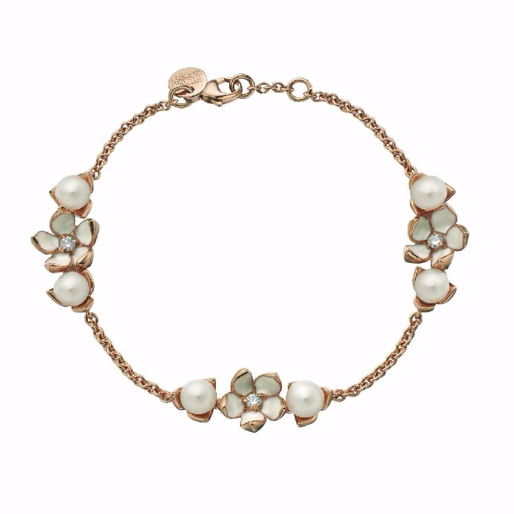 Shaun Leane Cherry Blossom 3 Flower Bracelet - Rose Gold Vermeil Diamond & Pearl