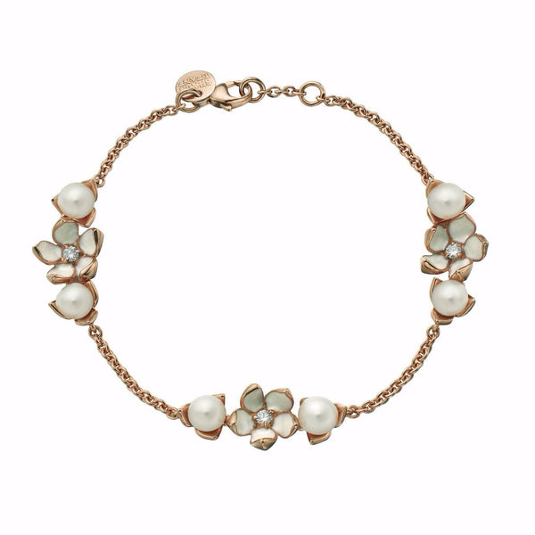 shaun leane Cherry Blossom 3 Flower Bracelet - Rose Gold Vermeil Diamond & Pearl