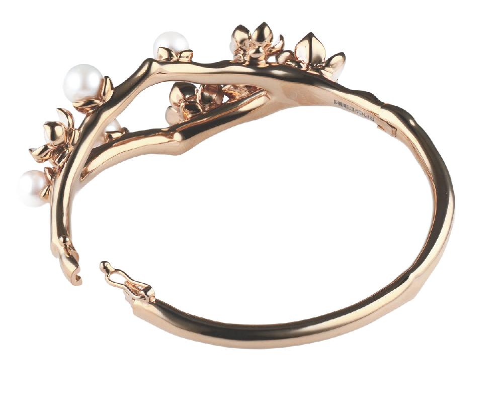 Shaun Leane Cherry Blossom Bangle - Rose Gold Vermeil Diamond & Pearl