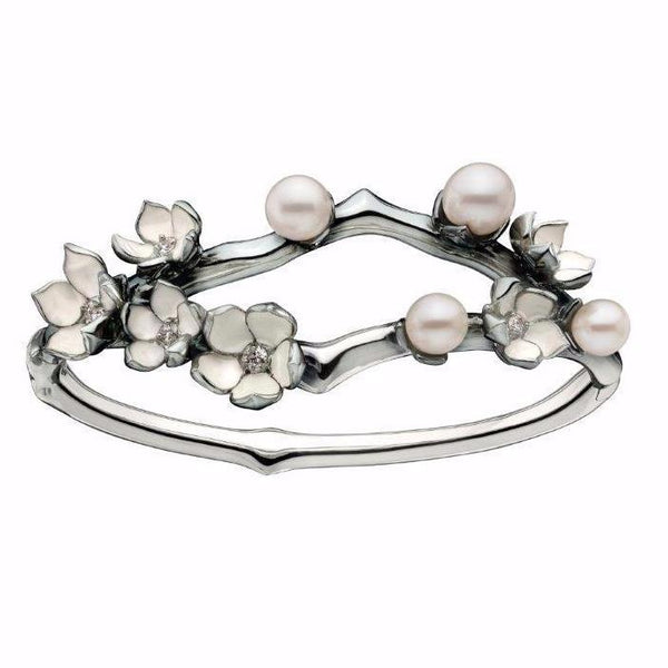 shaun leane Cherry Blossom Bangle - Silver Diamond & Pearl