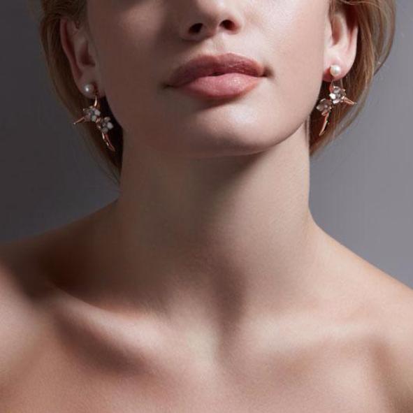 Shaun Leane Cherry Blossom Branch Drop Earrings - Silver Diamond & Pearl