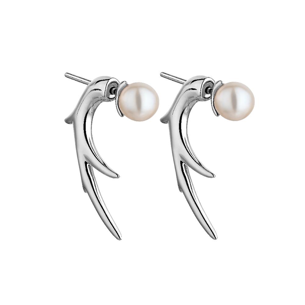 Shaun Leane Cherry Blossom Branch Earrings - Silver & Pearl