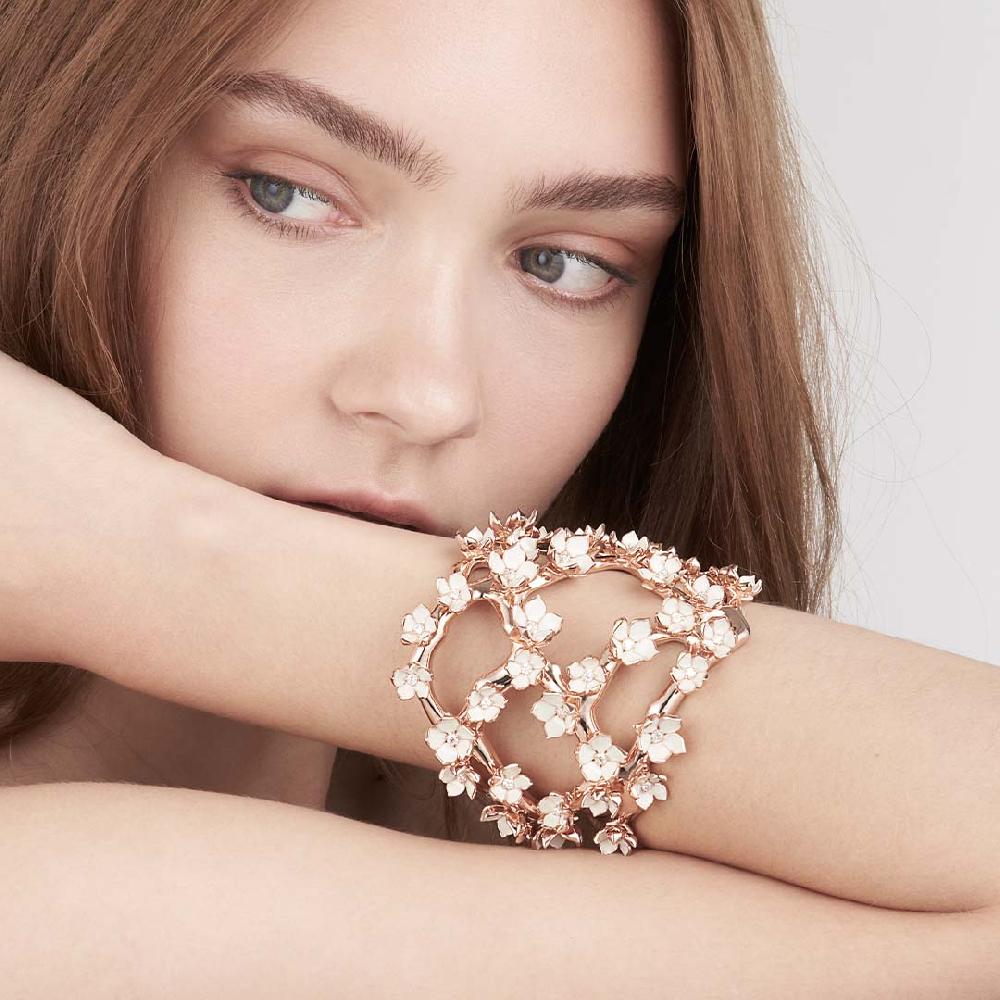 Shaun Leane Cherry Blossom Cuff - Rose Gold Vermeil Diamond & Enamel