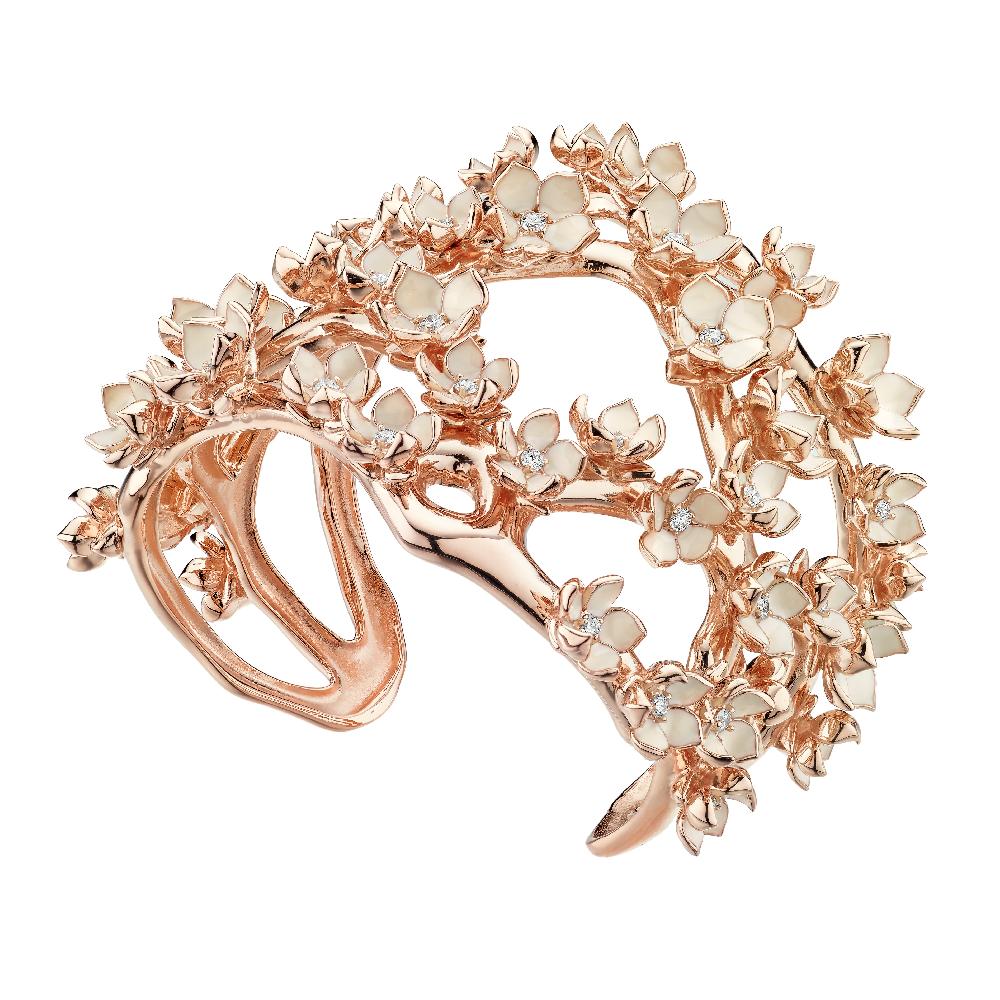 Shaun Leane Cherry Blossom Cuff - Rose Gold Vermeil Diamond & Enamel