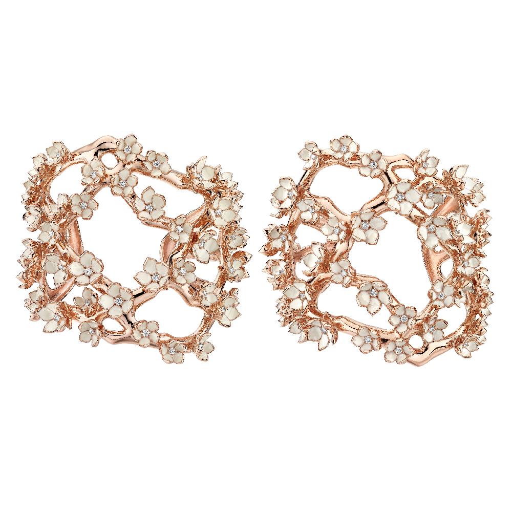 Shaun Leane Cherry Blossom Cuff - Rose Gold Vermeil Diamond & Enamel