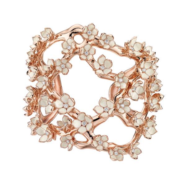 shaun leane Cherry Blossom Cuff - Rose Gold Vermeil Diamond & Enamel