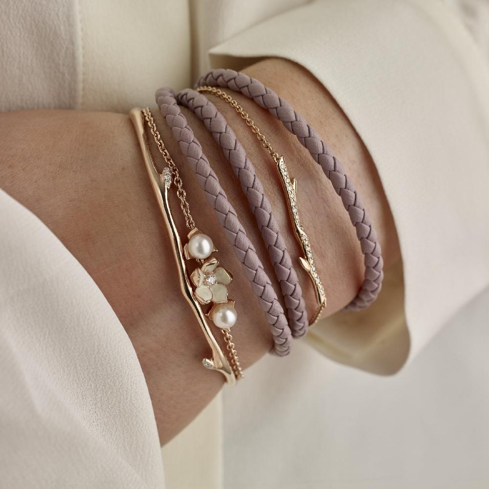 Shaun Leane Cherry Blossom Flower Bracelet - Rose Gold Vermeil Diamond & Pearl