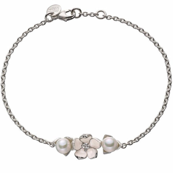 shaun leane Cherry Blossom Flower Bracelet - Silver Diamond & Pearl
