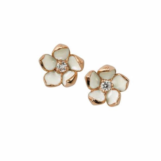 Shaun Leane Cherry Blossom Flower Earrings - Rose Gold Vermeil & Diamond