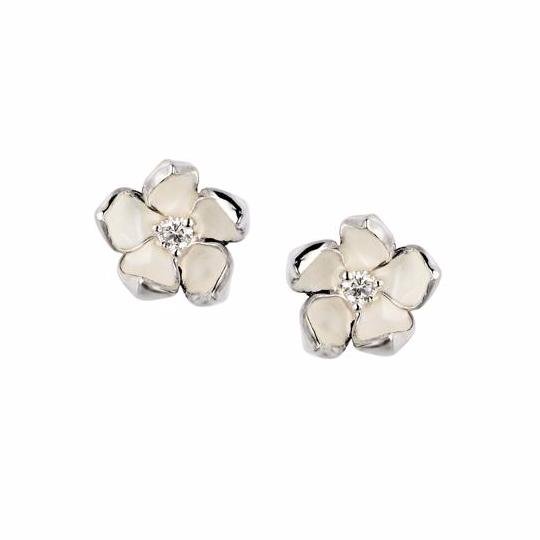 shaun leane Cherry Blossom Flower Earrings - Silver & Diamond