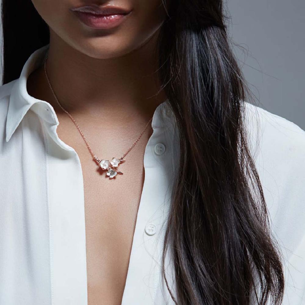Shaun Leane Cherry Blossom Flower Posey Pendant - Rose Gold Vermeil & Diamond
