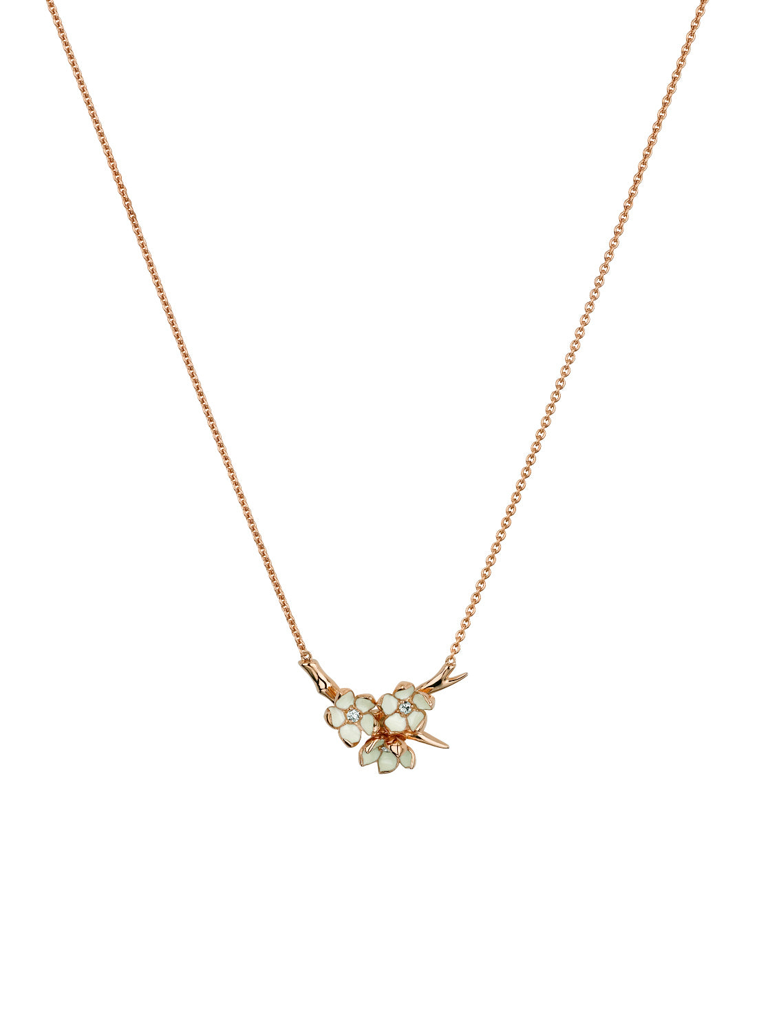 Shaun Leane Cherry Blossom Flower Posey Pendant - Rose Gold Vermeil & Diamond