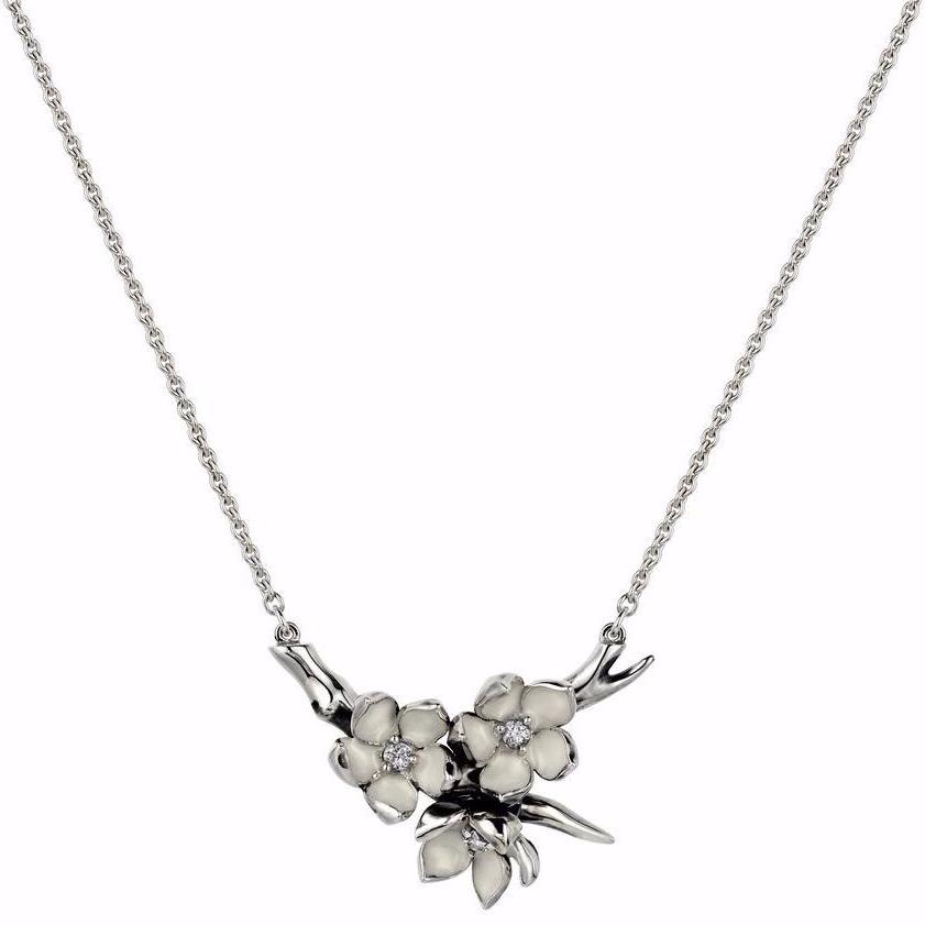 Shaun Leane Cherry Blossom Flower Posey Pendant - Silver & Diamond