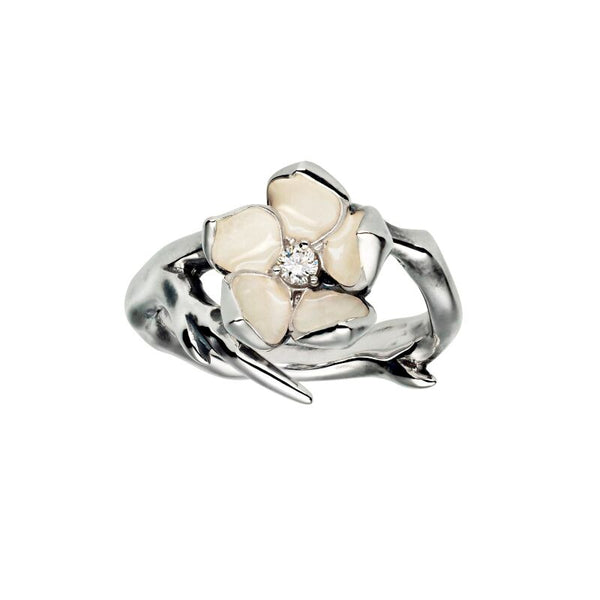 shaun leane Cherry Blossom Flower Ring - Silver & Diamond
