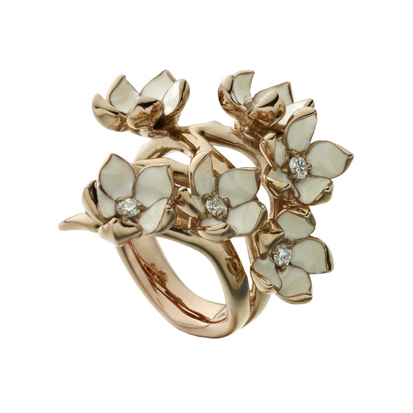 shaun leane Cherry Blossom Full Flower Ring - Rose Gold Vermeil & Diamond