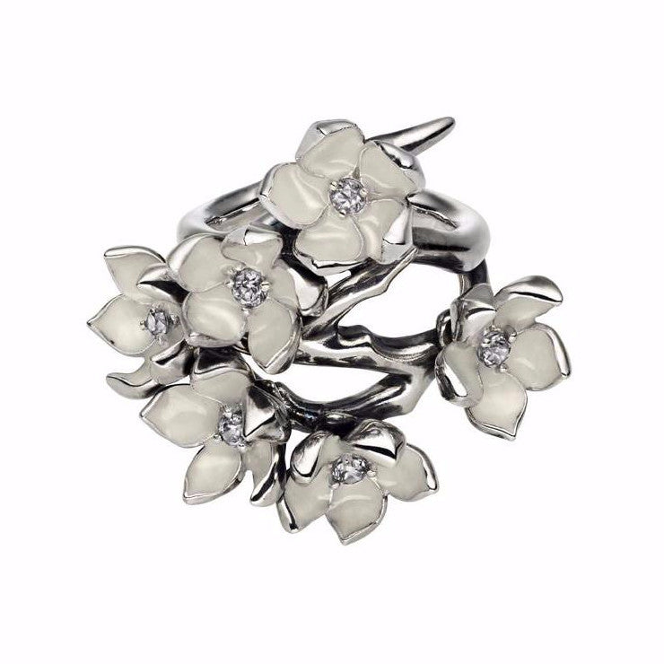 Shaun Leane Cherry Blossom Full Flower Ring - Silver & Diamond