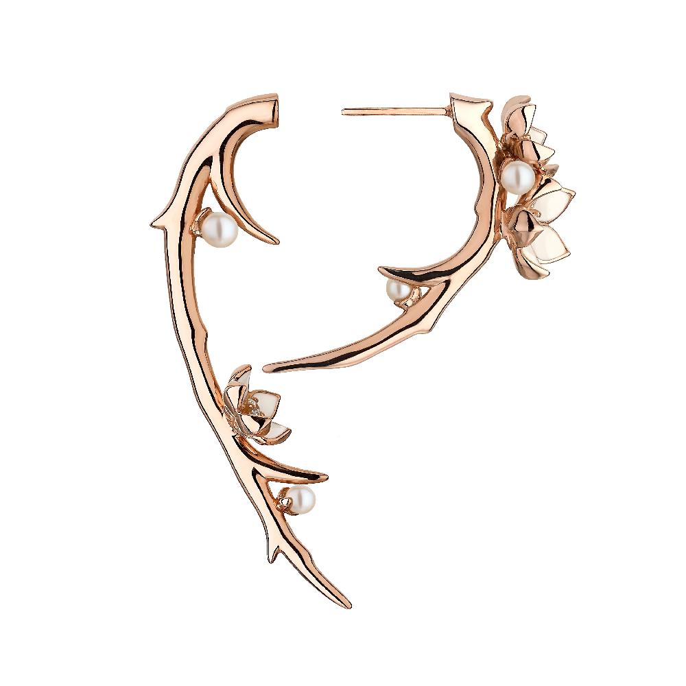 Shaun Leane Cherry Blossom Hook Earrings - Rose Gold Vermeil Diamond & Pearl
