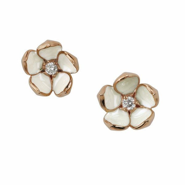 shaun leane Cherry Blossom Large Flower Earrings - Rose Gold Vermeil & Diamond