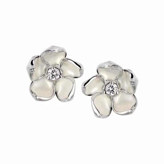 shaun leane Cherry Blossom Large Flower Earrings - Silver & Diamond