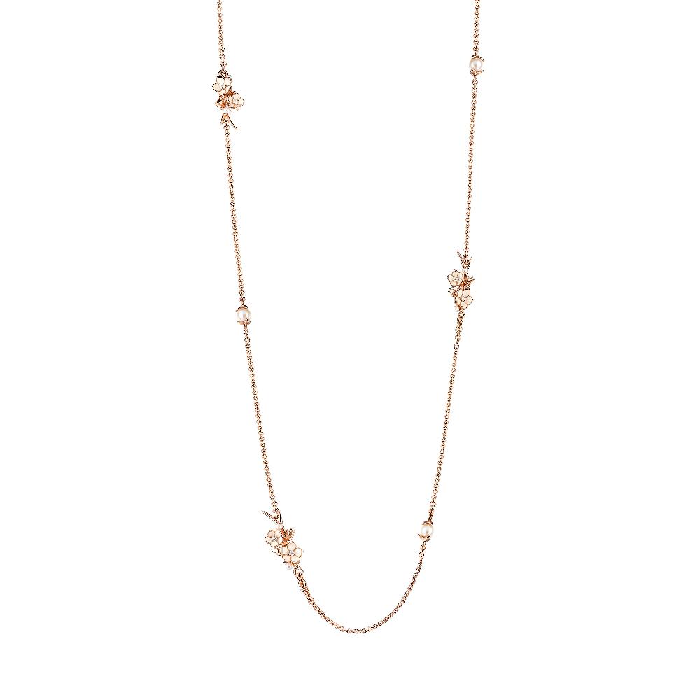 Shaun Leane Cherry Blossom Sautoir - Rose Gold Vermeil Diamond & Pearl