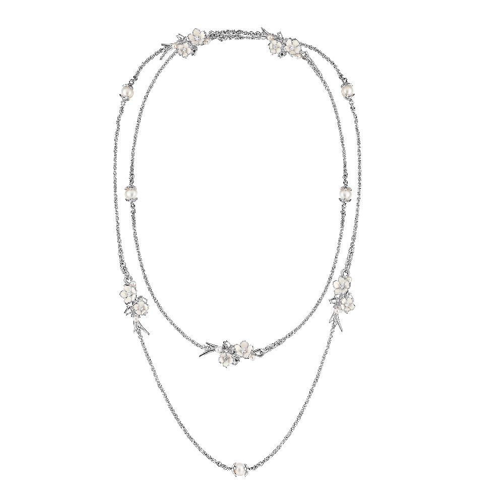 Shaun Leane Cherry Blossom Sautoir - Silver Diamond & Pearl