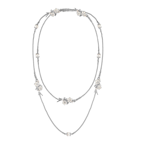 shaun leane Cherry Blossom Sautoir - Silver Diamond & Pearl