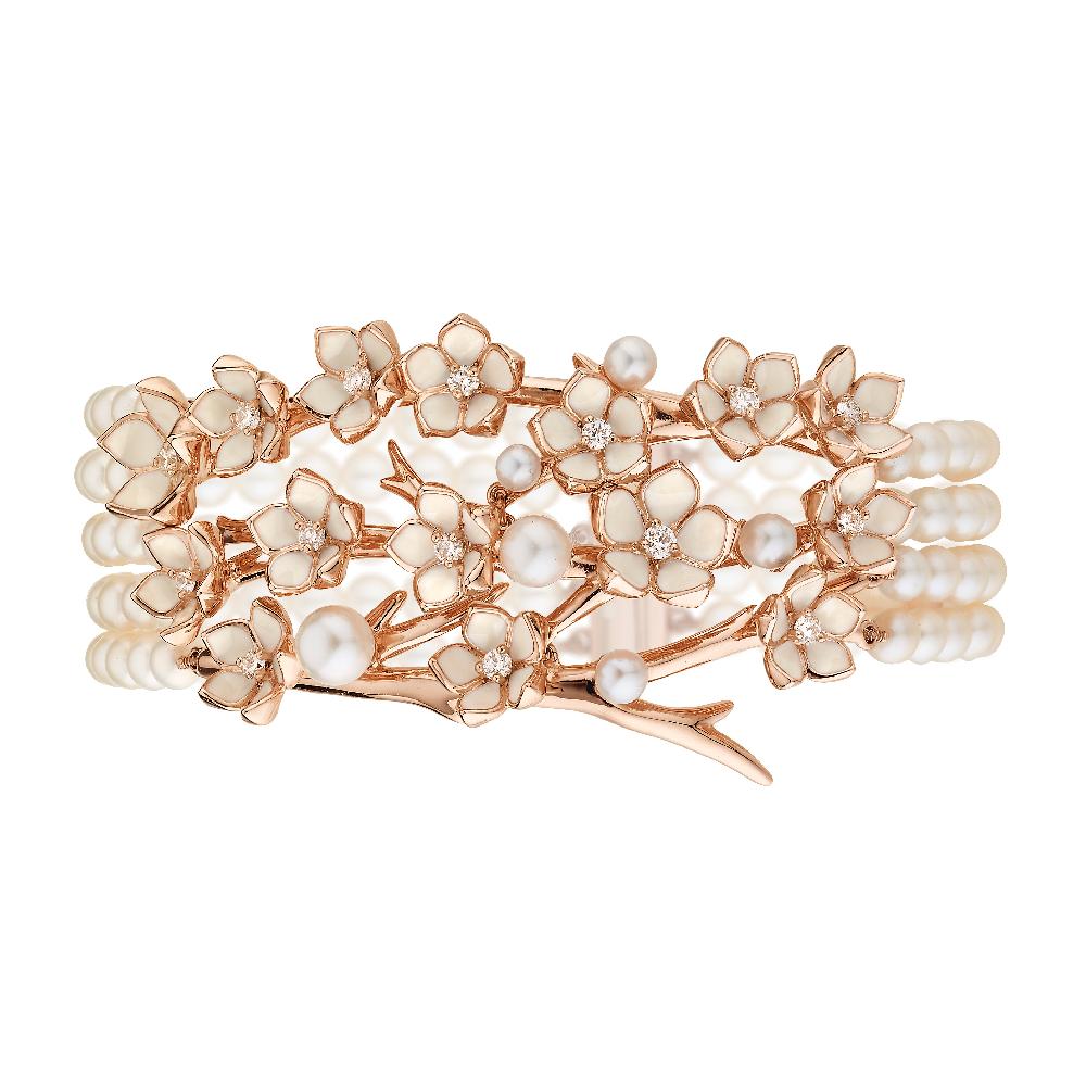 Shaun Leane Cherry Blossom Strand Bracelet - Rose Gold Vermeil Diamond & Pearl