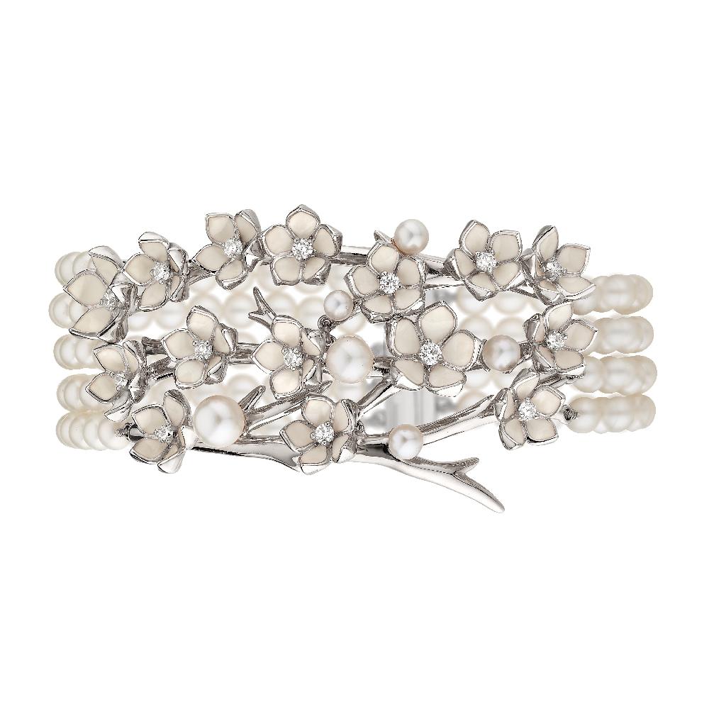 Shaun Leane Cherry Blossom Strand Bracelet - Silver Diamond & Pearl