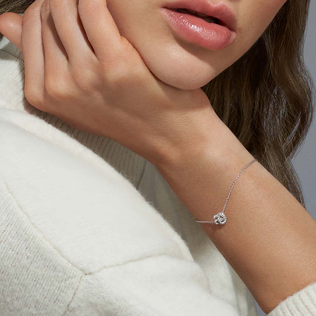 Shaun Leane Entwined Petal Flower Bracelet - 18ct White Gold & 0.10ct Diamond