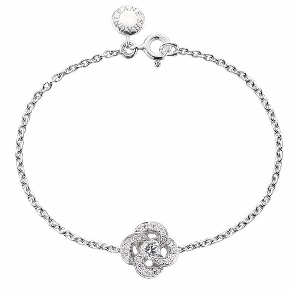 shaun leane Entwined Petal Flower Bracelet - 18ct White Gold & 0.10ct Diamond