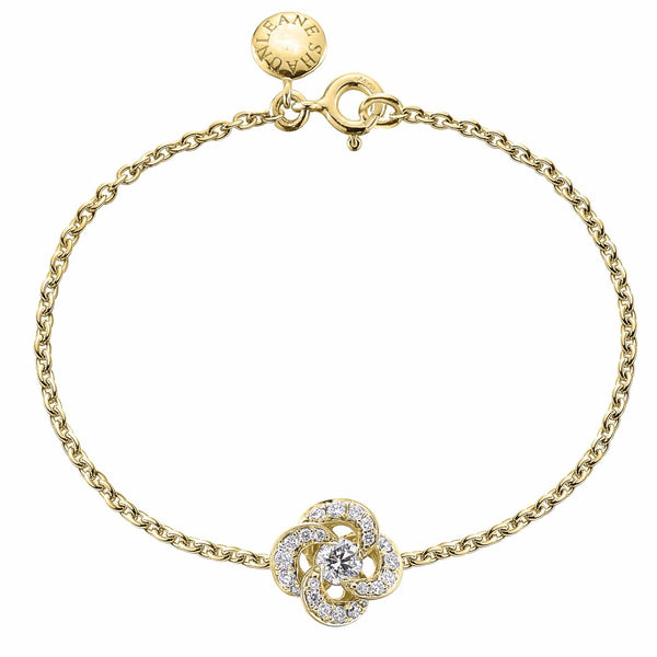 shaun leane Entwined Petal Flower Bracelet - 18ct Yellow Gold & 0.10ct Diamond