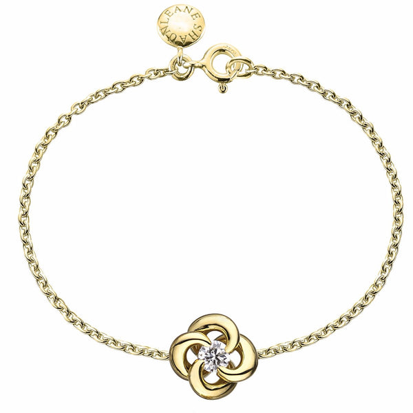 shaun leane Entwined Petal Flower Bracelet - 18ct Yellow Gold & 0.10ct Diamond