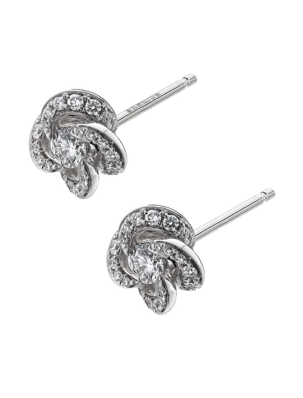 Shaun Leane Entwined Petal Flower Earrings - 18ct White Gold & 0.10ct Diamond