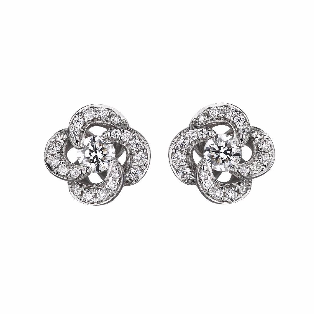 Shaun Leane Entwined Petal Flower Earrings - 18ct White Gold & 0.10ct Diamond