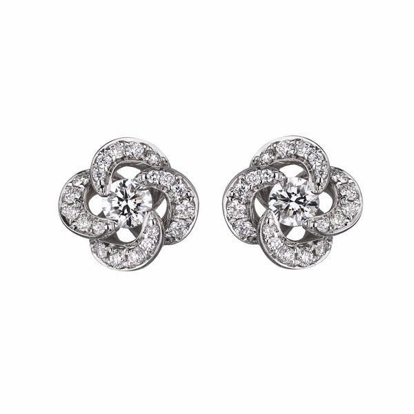 shaun leane Entwined Petal Flower Earrings - 18ct White Gold & 0.10ct Diamond