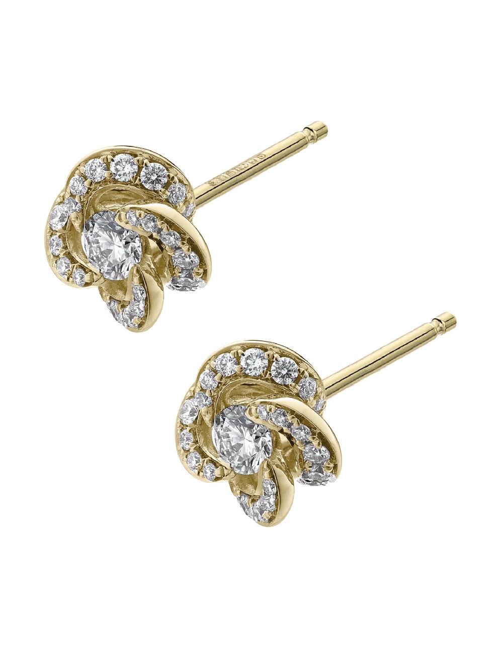 Shaun Leane Entwined Petal Flower Earrings - 18ct Yellow Gold & 0.10ct Diamond