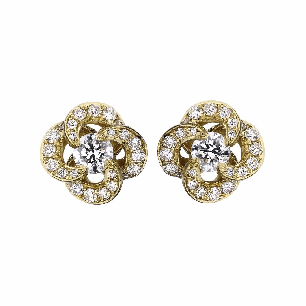 Shaun Leane Entwined Petal Flower Earrings - 18ct Yellow Gold & 0.10ct Diamond