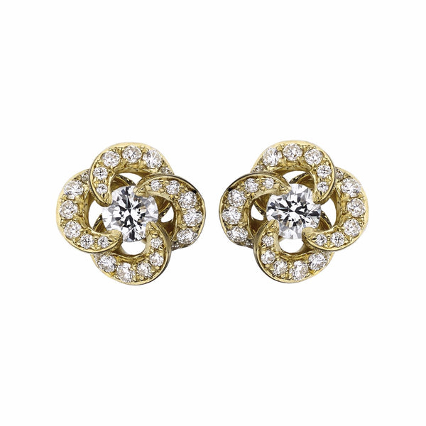 shaun leane Entwined Petal Flower Earrings - 18ct Yellow Gold & 0.10ct Diamond